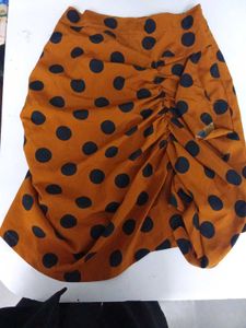 Brown Polka Dot Flair Skirt
