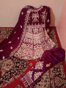 Maroon Desiner Embroidered Anarkali Suit