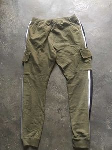 Olive Green Cargo Joggers And T Shirt For Men