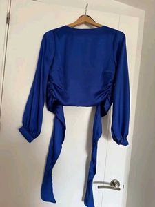 ZARA Elegant Blue Tie-Front Top