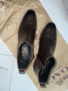 Coach Brown Croc Embossed Booties