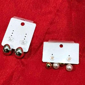 Earring Set - Pearl Bow &amp; Silver Teardrop