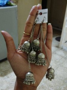 Set Of 3 Oxidised Earrings