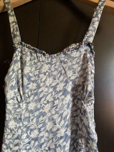 Floral Blue Mesh Maxi Dress