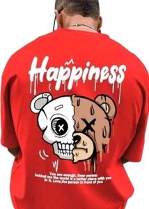 Red "Happiness" Graphic Tee Pack Of 1pcs