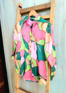Multicolour Satin Shirt Size-36