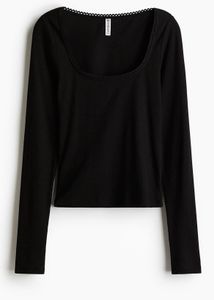 H&M Picot Trimmed Cotton Top