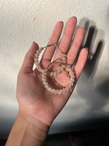 pastel pink and green twisted Beaded sparkling Hoo