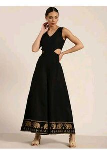Cut Out Ethnic Flared Jumpsuit