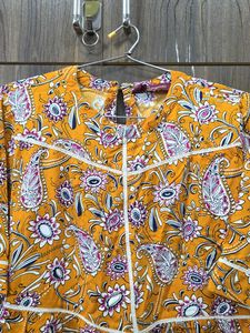 Mustard Floral Print Kurta