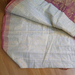 Brand New Cotton Saree + Blouse With Zari Thread