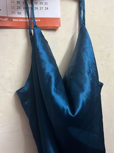 Blue Satin Mini Dress