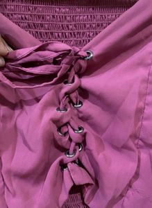 Pink Long Sleeve Crop Top