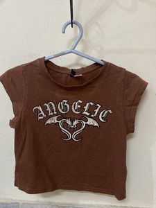 Brown 'Angelic' Graphic Tee