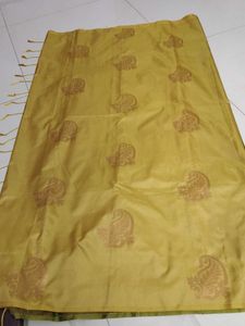 Elegant mustard soft silk saree