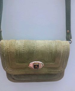 Vintage Olive Suede Crossbody Bag