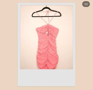 Pink Ruched Mini Dress