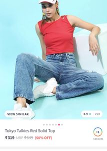 Tokyo Talkies Red Slit Crop Top