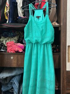 Aqua Lace Maxi Dress