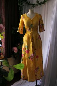 Pantaloons Floral Yellow Maxi Dress With Pockets