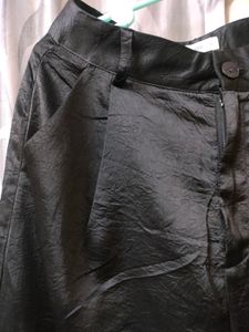 Jet black side slit pant