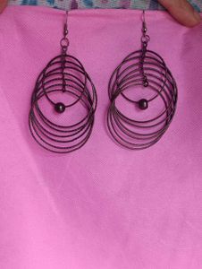 Oxidised Silver Looped Danglers