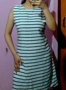 Black And White Stripes Dress For Women