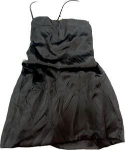 black satin mini dress