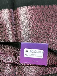 Handloom Silk Saree - Black &amp; Wineberry