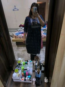 Blue Anarkali Slit Kurti.