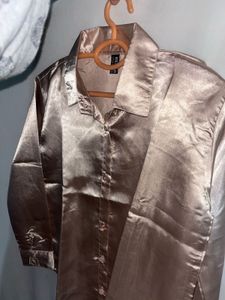 Luxurious Pink silk Classy Shirt   Size-L