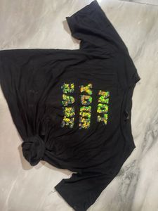 Cropped Black sequence party top