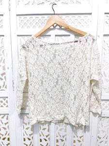 Vintage Inspired Floral Laced Sheer Top A