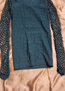 Cutout Long Sleeve Black Top