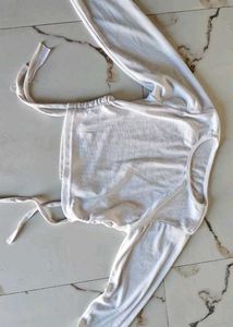 White Long Sleeve crop Top