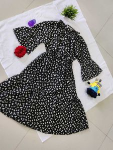 Black Floral Print Dress