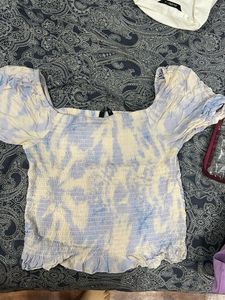 Blue Tie-Dye Smocked Top