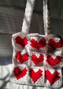 Crochet Heart Tote Bag