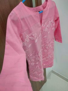 Pink Floral Embroidered Top