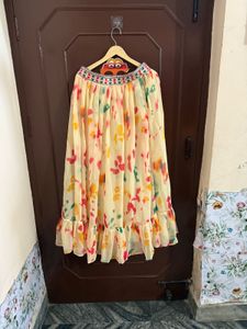 Cream Embroidered Lehanga