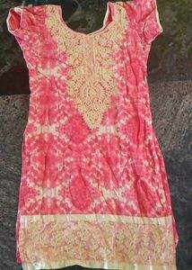 Pink Tie-Dye Embroidered Tunic