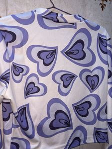 Pinteresty Heart Pattern Long Sleeve Top in purple