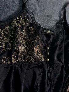 Grunge Butterfly Rose Black Gold Design Top