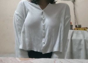 Ethereal Babe Milk White Crop Cardigan