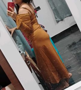 Brown Off-Shoulder Dress