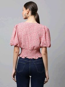 Floral Print Puff Sleeve Top
