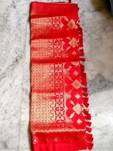 Pure Banaras Red Chilli Colour Saree.. Combo