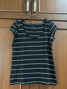 Gap - Women Striped Black T-shirt