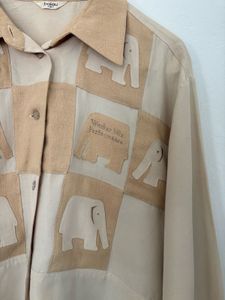 Elephant Print Button-Up Shirt