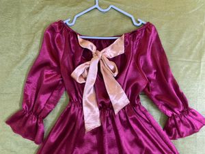 Pink Off-Shoulder Top With Back Bow Bust 36